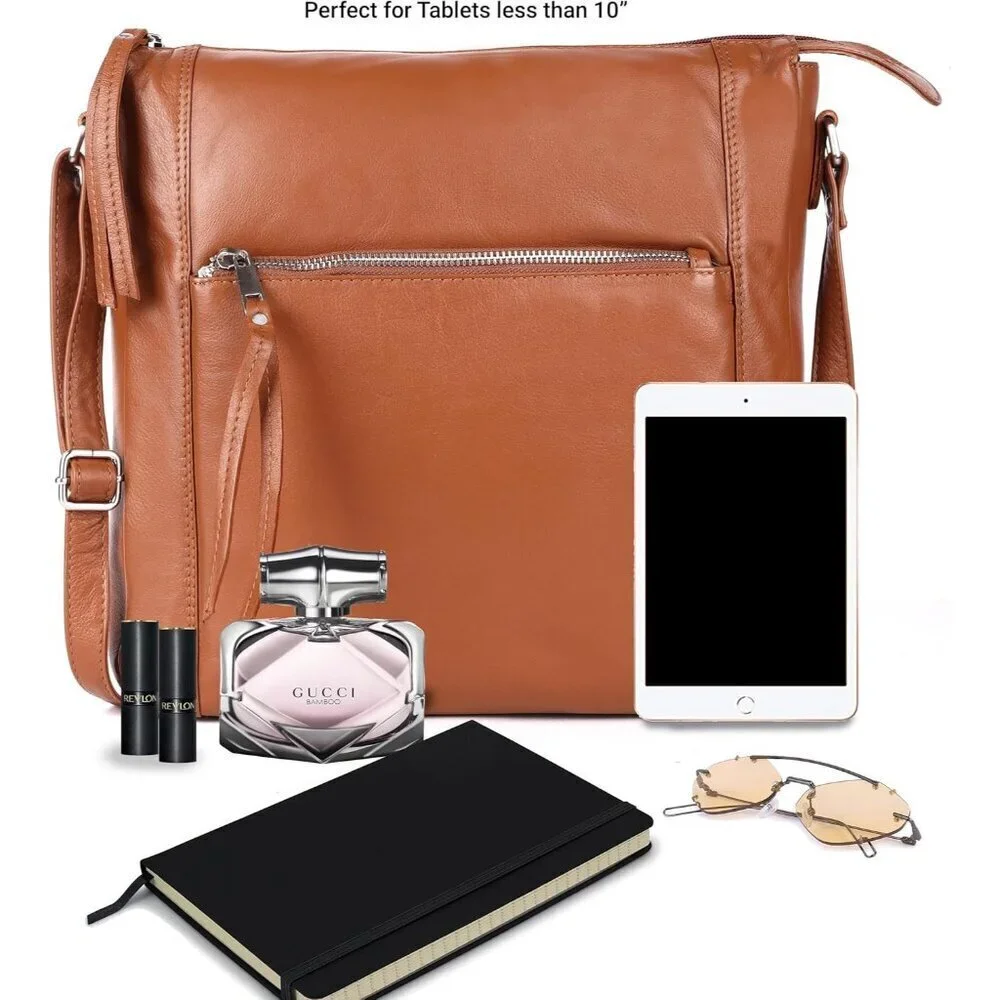 Leather Crossbody Bag Large Soft Napa Women Handmade Stylish Function